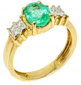 17 - ANILLO CON BRILLANTES Y ESMERALDA