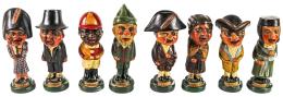 490 - OCHO FIGURAS DE CABEZUDOS ZARAGOZANOS DE MEDIADOS DEL S.XX