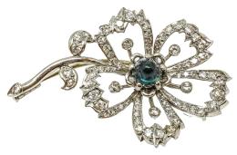 80 - BROCHE FLOR CON DIAMANTES AÑOS 60
