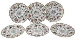 502 - SEIS PLATOS EN PORCELANA ALEMANA DE PRINCIPIOS DEL S.XX