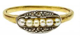 159 - SORTIJA CON DIAMANTES Y PERLAS DE PPS. DEL S.XX