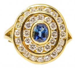 57 - ANILLO ROSETÓN CON ZAFIROS Y BRILLANTE