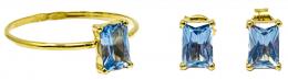 57 - ANILLO Y PENDIENTES CON TOPACIO AZUL