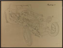 227 - LITOGRAFIA BUGATTI TYPE 50