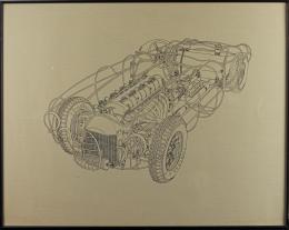 214 - LITOGRAFIA ENMARCADA DE UN  ALFA ROMEO
