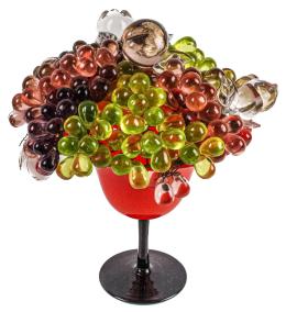 24 - COPA DECORATIVA CON RACIMOS DE CRISTAL DE MEDIADOS DEL S.XX