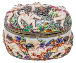 455 - CAJA EN PORCELANA DE CAPODIMONTE DEL PRIMER TERCIO S.XX