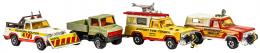 203 - CUATRO VEHICULOS DE EMERGENCIA DE JUGUETE AÑOS 70
