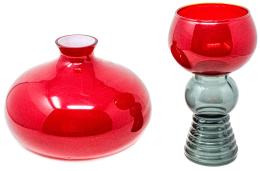 383 - COPA Y JARRÓN DE VIDRIO DE LOS AÑOS 60/70