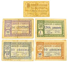 365 - SIETE BILLETES DE ANGLÉS DE LA GUERRA CIVIL