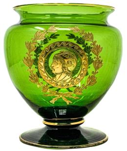34 - JARRÓN DE CRISTAL COLOR VERDE DE LOS AÑOS 80