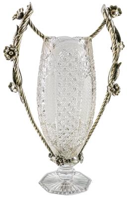 30 - GRAN JARRÓN DE CRISTAL Y PLATA DE LOS AÑOS 60