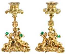 930 - PAREJA DE CANDELABROS EN BRONCE DE MEDIADOS S.XIX