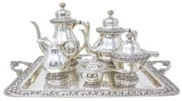 688 - JUEGO DE CAFÉ Y TÉ EN PLATA DE MEDIADOS DEL S.XX