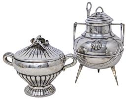 643 - AZUCARERO Y OLLA GALLEGA DE PLATA DE MEDIADOS DEL S.XX