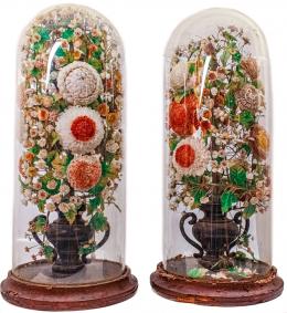 932 - PAREJA DE COMPOSICIONES FLORALES DE FINALES DEL S. XIX