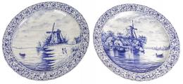 514 - PAREJA DE PLATOS EN PORCELANA DE DELFT