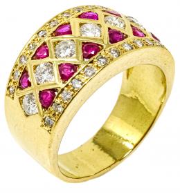 11 - ANILLO BOMBÉ CON RUBÍES Y BRILLANTES