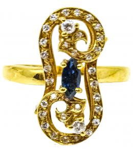 45 - ANILLO LANZADERA CON ZAFIRO Y BRILLANTES
