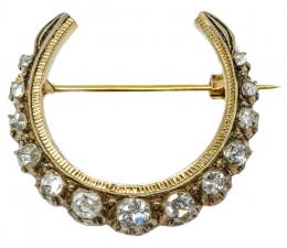 85 - BROCHE MEDIA LUNA CON DIAMANTES DEL S.XIX