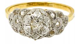 304 - SORTIJA CON DIAMANTES DE PPS. DEL S.XX
