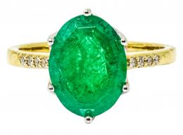 27 - ANILLO CON ESMERALDA Y BRILLANTES