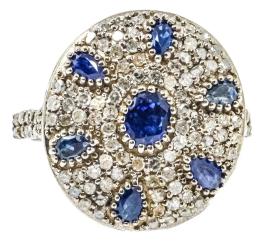 36 - ANILLO CON ZAFIROS Y BRILLANTES