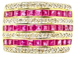22 - ANILLO CON BRILLANTES Y RUBÍES