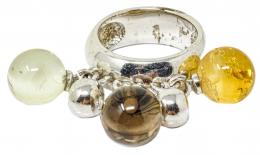 39 - ANILLO DE PLATA CON CUARZOS