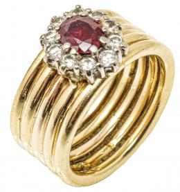 83 - ANILLO ROSETÓN CON RUBÍ Y BRILLANTES