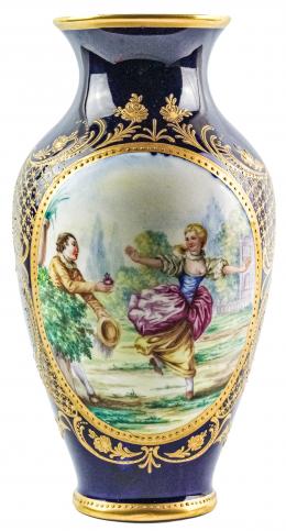 454 - JARRÓN EN PORCELANA FRANCESA DE ESTILO "SÈRVES"