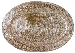 903 - GRAN PLATO DECORATIVO DE METAL PLATEADO