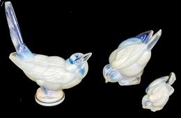 66  -  TRES FIGURAS "PÁJAROS" DE CRISTAL SABINO-FRANCIA