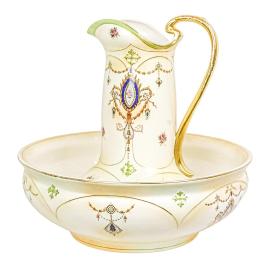 450 - JARRA Y JOIFAINA EN PORCELANA INGLESA DE FINALES DEL S.XIX