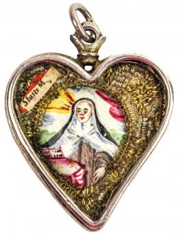 836 - MEDALLÓN RELICARIO EN FORMA DE CORAZÓN CIRCA 1800