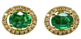 247 - PENDIENTES ROSETONES CON ESMERALDAS Y BRILLANTES