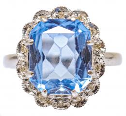 85 - ANILLO ROSETÓN CON TOPACIO AZUL