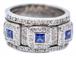 75 - ANILLO CON ZAFIROS Y BRILLANTES
