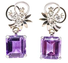 159 - PENDIENTES LARGOS CON AMATISTAS Y BRILLANTES