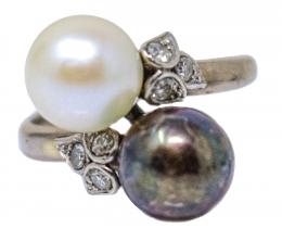 88 - ANILLO TU Y YO CON PERLAS