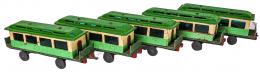 181 - CINCO VAGONES DE TREN EN MADERA AÑOS 50