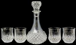 14 - BOTELLA Y CUATRO VASOS EN CRISTAL