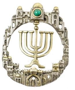 124 - COLGANTE JERUSALEM CON CANDELABRO MENORÁ