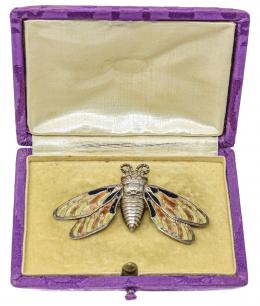 96 - BROCHE MARIPOSA CON ESMALTES DE MEDIADO S.XX