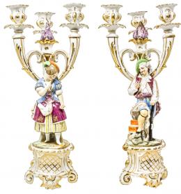 551 - PAREJA DE CANDELABROS FRANCESES "VIEJO PARIS" S. XIX