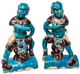 442 - DOS FIGURAS CHINAS "GUARDIANES" PRIMER TERCIO S.XX