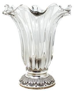 36 - JARRÓN DE CRISTAL Y PLATA DE MEDIADOS DEL S. XX