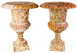973 - PAREJA DE COPAS DECORATIVAS DE HIERRO COLADO