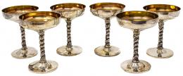 969 - SEIS COPAS DE CAVA DE METAL PLATEADO