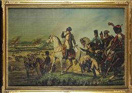 222 - LÁMINA ENMARCADA "NAPOLEÓN OBSERVANDO EL CAMPO DE BATALLA"